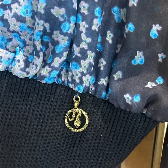 Roberto Cavalli Black and Blue Patterned Blouse - Picture 3 of 7